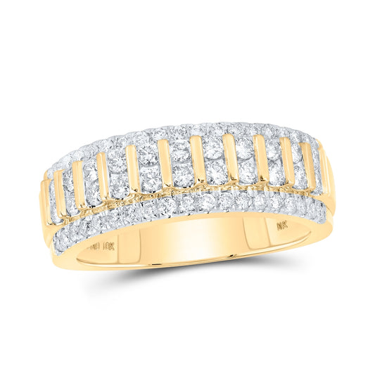 10K Yellow Gold Mens Round Diamond Band Ring 1 Cttw, Mens Size: 7-13