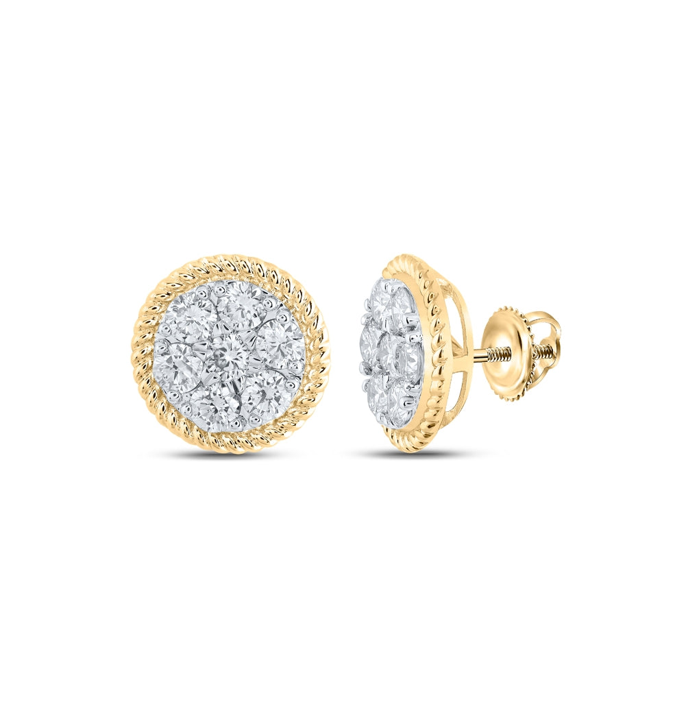 10K White Or Yellow Gold Womens Round Diamond Cluster Earrings