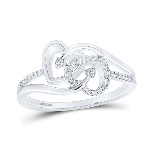 Sterling Silver Womens Round Dia. Heart Ring 1/10ctw, Women's Size: 5-10