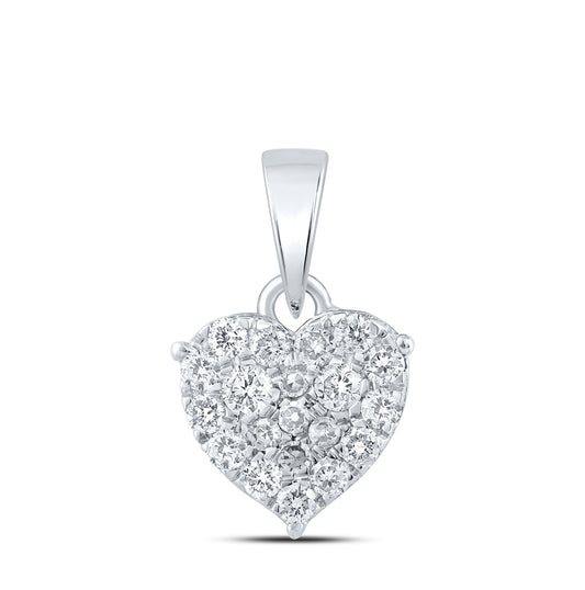 10K Yellow Or White Or Rose Gold Womens Round Diamond Heart Pendant