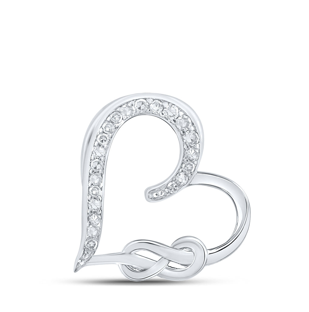 10k White Gold Or Sterling Silver Womens Round Diamond Infinity Heart Pendant