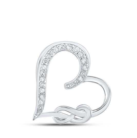 10k White Gold Or Sterling Silver Womens Round Diamond Infinity Heart Pendant