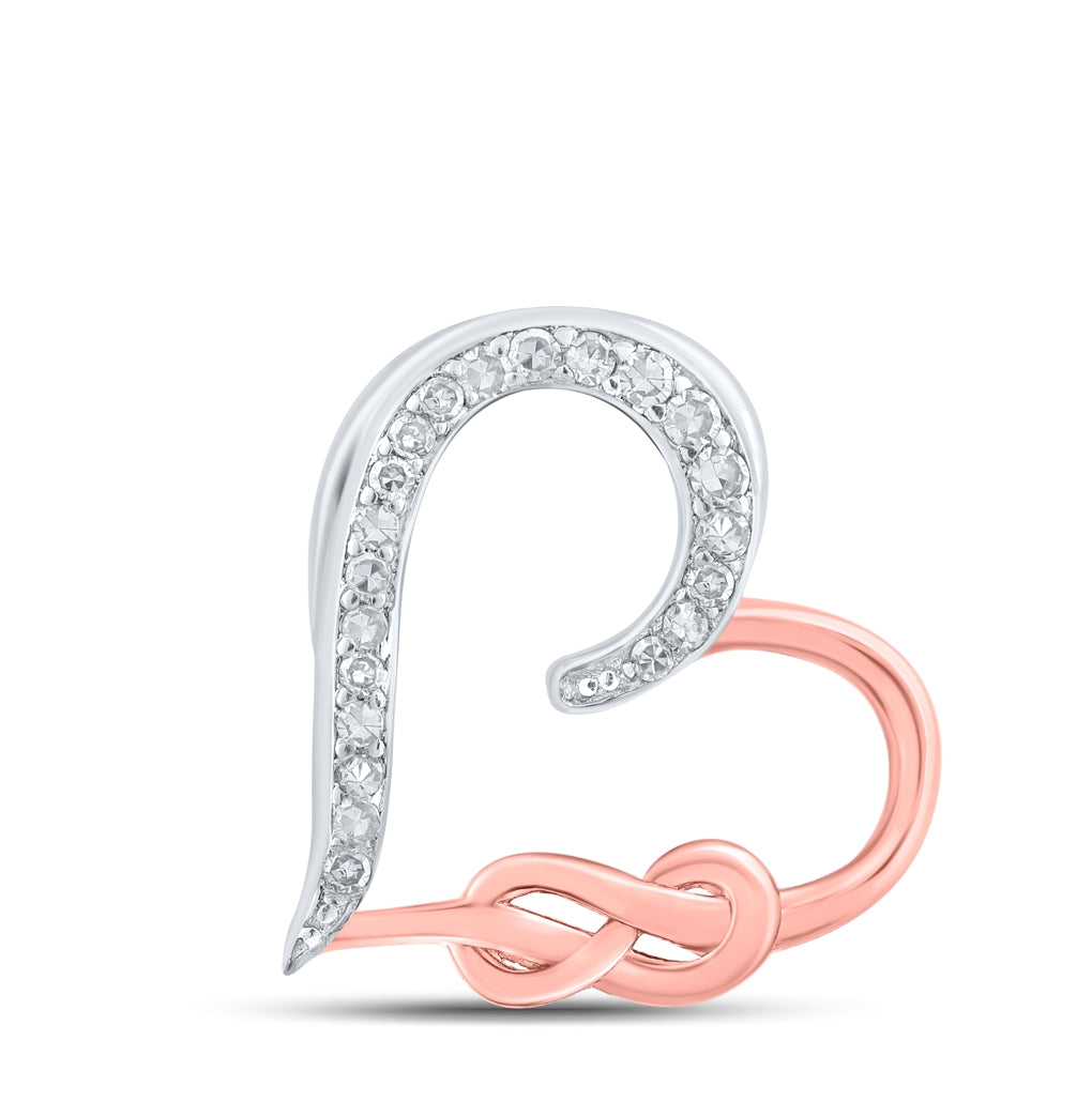 10k White Gold Or Sterling Silver Womens Round Diamond Infinity Heart Pendant