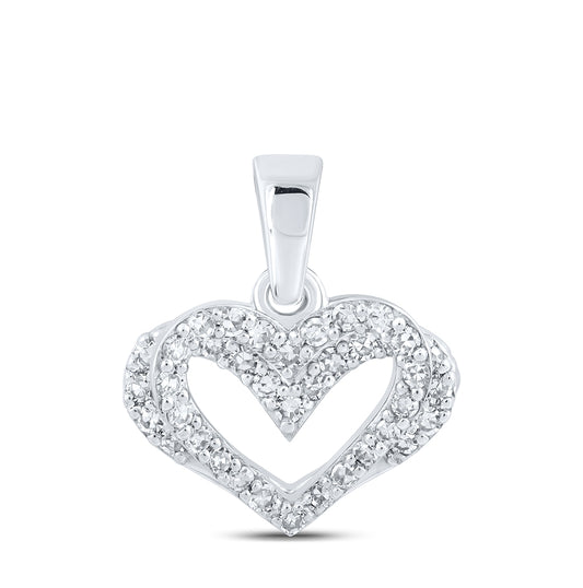 10K White Or Rose Gold Womens Round Diamond Heart Pendant
