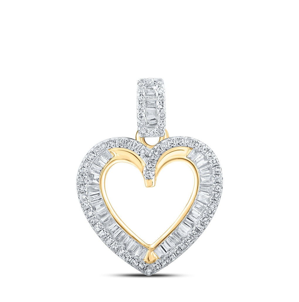 10K White Or Yellow Gold Womens Round Diamond Heart Pendant