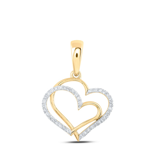 10K Yellow Or White Or Rose Gold Womens Round Diamond Heart Pendant
