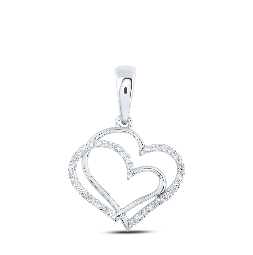 10K Yellow Or White Or Rose Gold Womens Round Diamond Heart Pendant