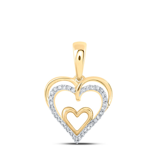 10K Yellow Or White Or Rose Gold Womens Round Diamond Heart Pendant