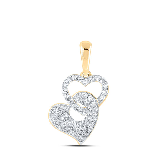 10K White Or Yellow Gold Womens Round Diamond Heart Pendant