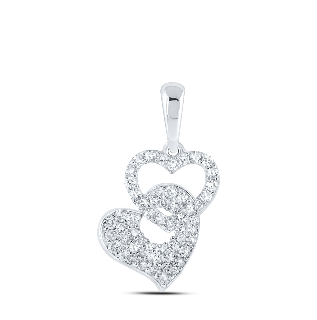 10K White Or Yellow Gold Womens Round Diamond Heart Pendant