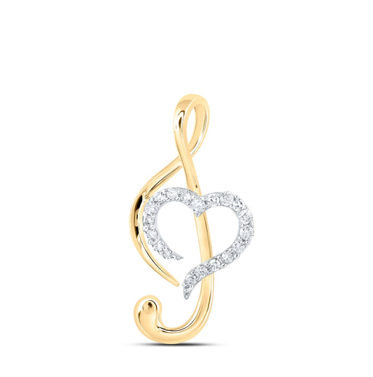 10K White Or Yellow Gold Womens Round Diamond Treble Heart Pendant