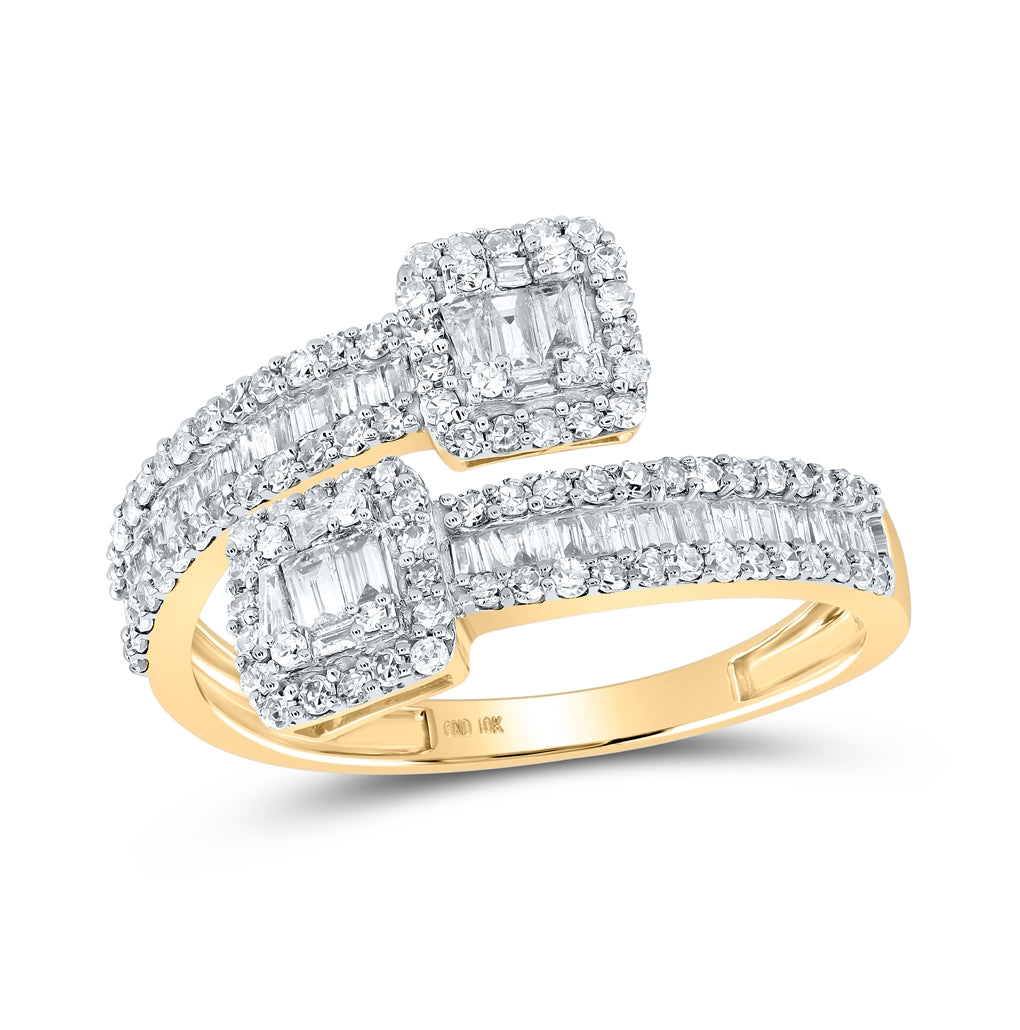 10K Yellow Or White Or Rose Gold Mens Baguette Diamond Cuff Band Ring , Mens Size: 7-13