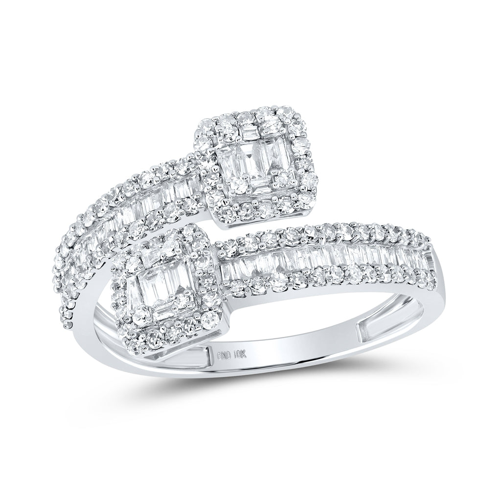 10K Yellow Or White Or Rose Gold Mens Baguette Diamond Cuff Band Ring , Mens Size: 7-13