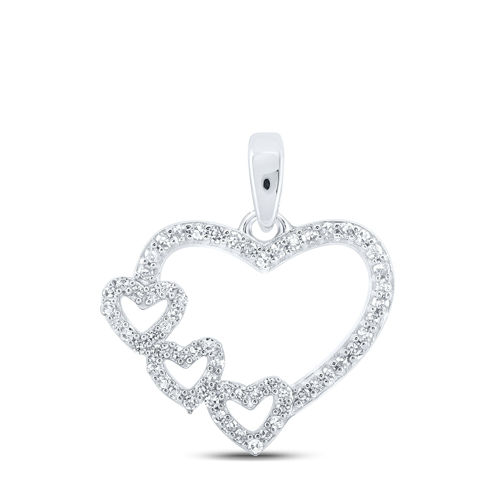 10K Yellow Or White Or Rose Gold Womens Round Diamond Heart Pendant