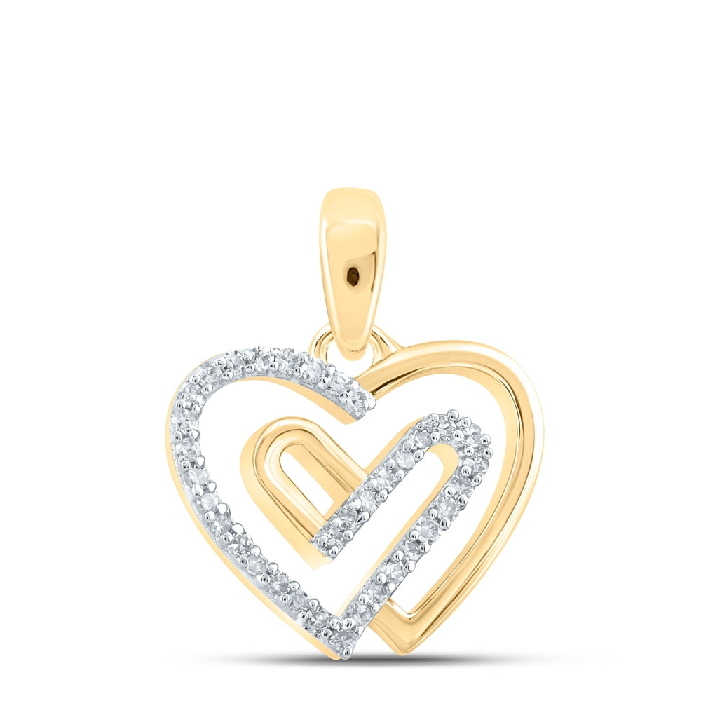 10K Yellow Or Rose Gold Womens Round Diamond Heart Pendant