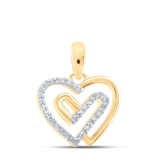 10K Yellow Or Rose Gold Womens Round Diamond Heart Pendant