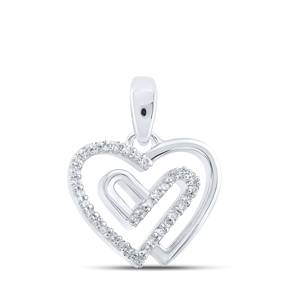 10kt White Gold 1/12ctw Diamond Nk Heart Pendant