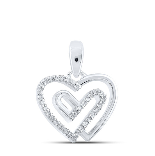 10kt White Gold 1/12ctw Diamond Nk Heart Pendant