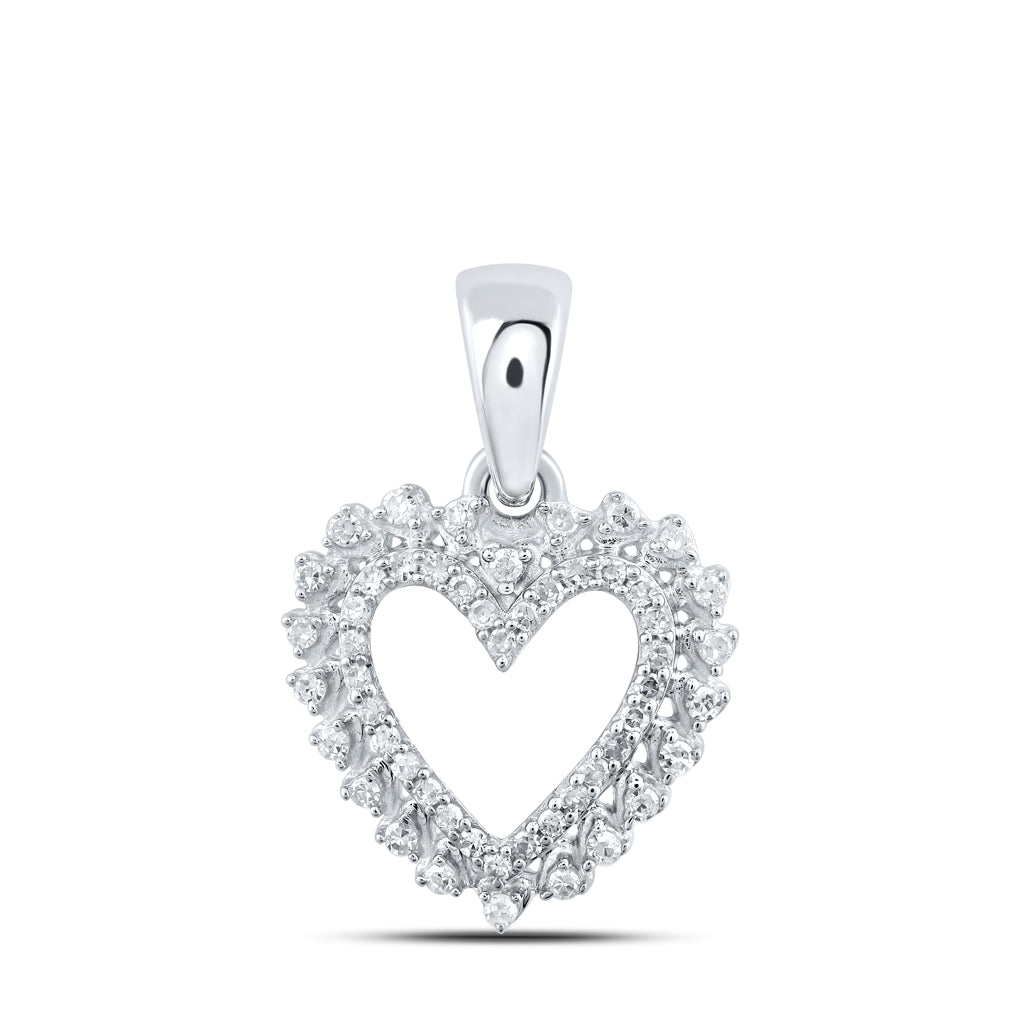10K Yellow Or White Or Rose Gold Womens Round Diamond Heart Pendant