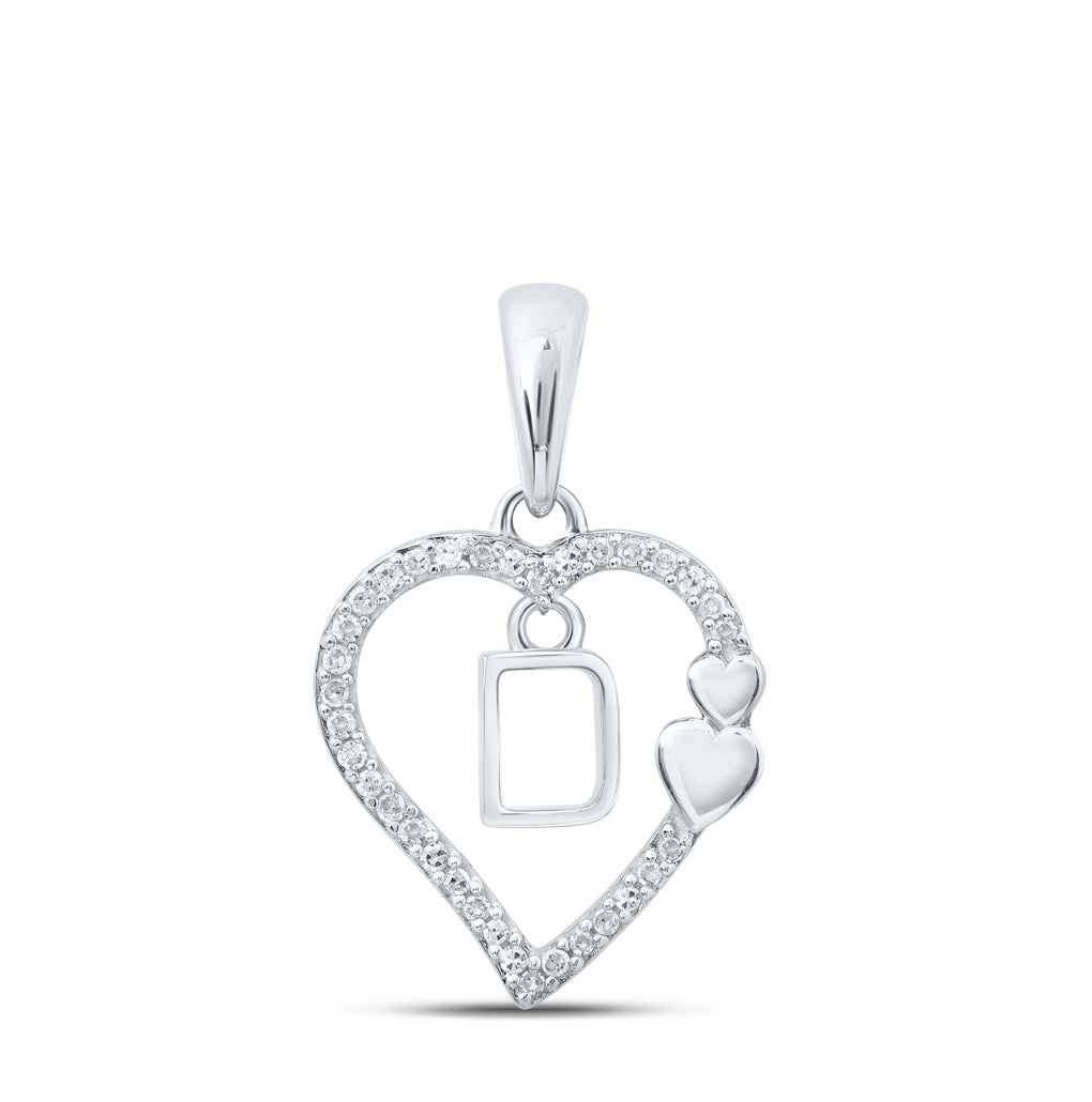 10K Yellow Or White Or Rose Gold Womens Round Diamond Heart Letter Pendant 1/10 Cttw