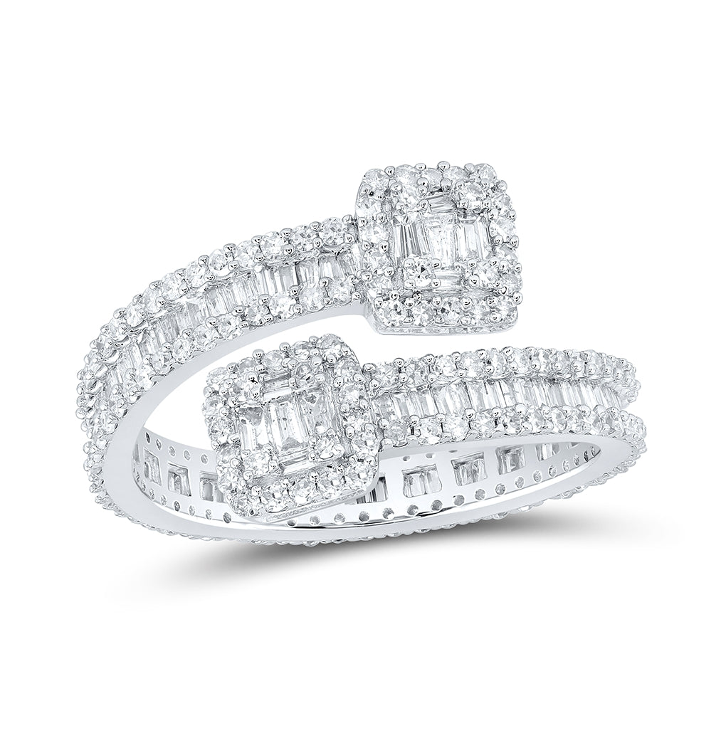 10K Yellow Or White Or Rose Gold Mens Baguette Diamond Cuff Eternity Band Ring, Mens Size: 7-13