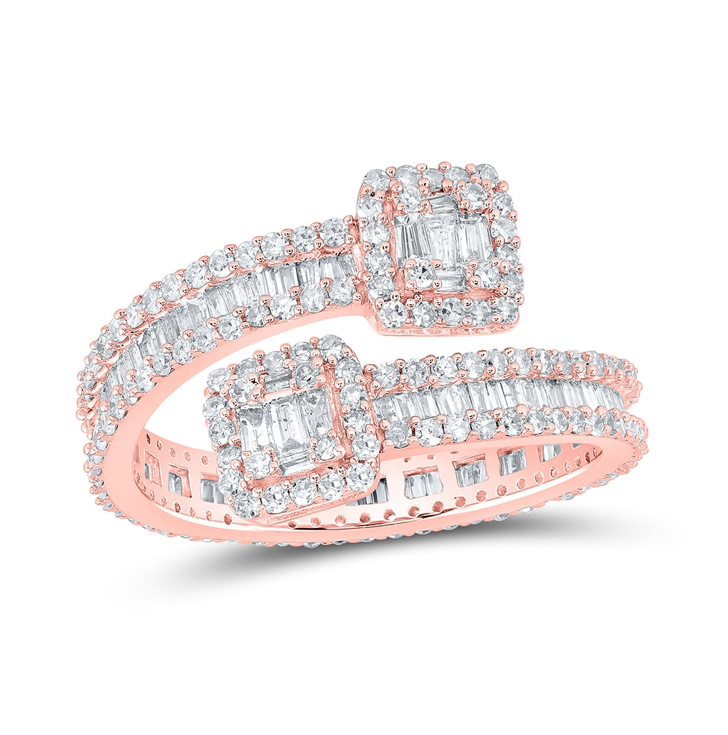 10K Yellow Or White Or Rose Gold Mens Baguette Diamond Cuff Eternity Band Ring, Mens Size: 7-13
