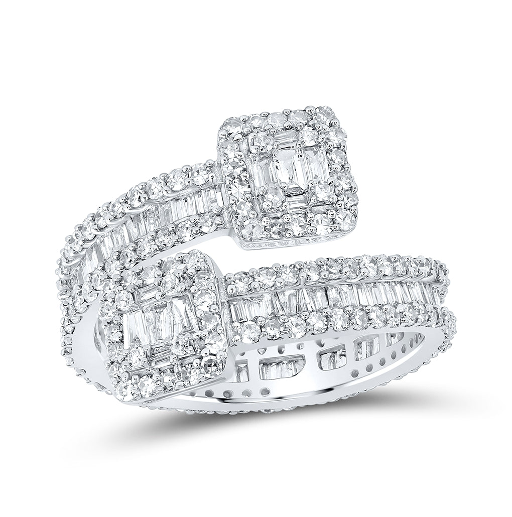 10K Yellow Or White Or Rose Gold Womens Baguette Diamond Cuff Eternity Band Ring, Womens Size: 5-10