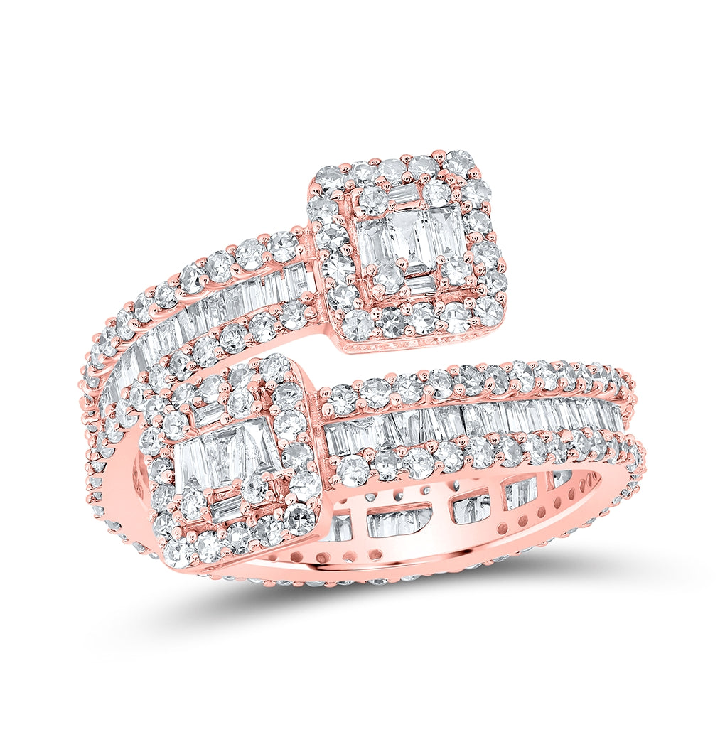 10K Yellow Or White Or Rose Gold Womens Baguette Diamond Cuff Eternity Band Ring, Womens Size: 5-10