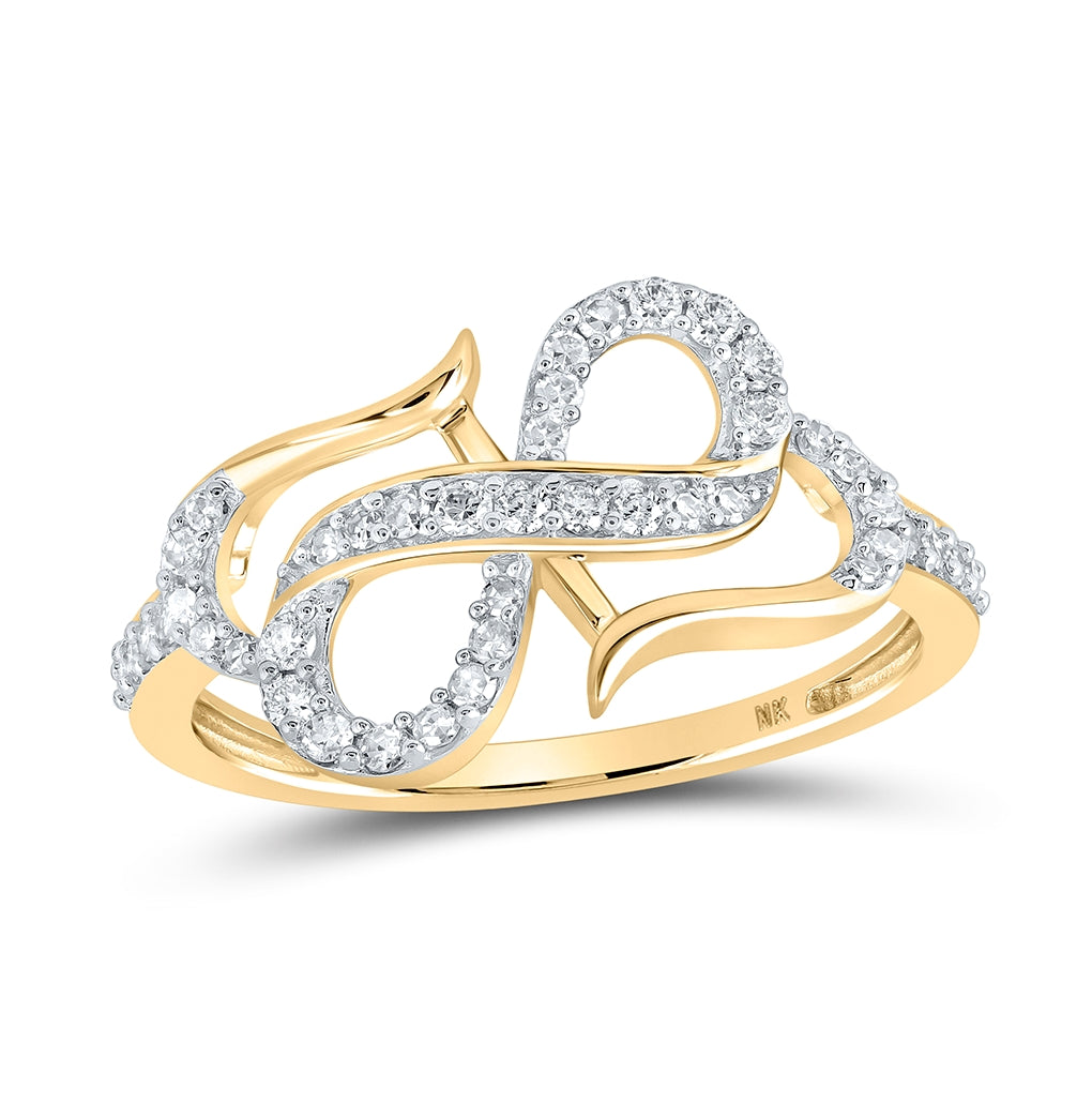 10K Yellow Or White Or Rose Gold Womens Round Diamond Infinity Heart Ring , Womens Size: 5-10
