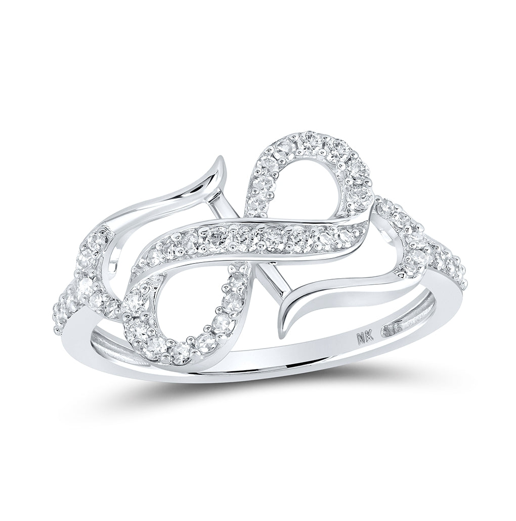 10K Yellow Or White Or Rose Gold Womens Round Diamond Infinity Heart Ring , Womens Size: 5-10