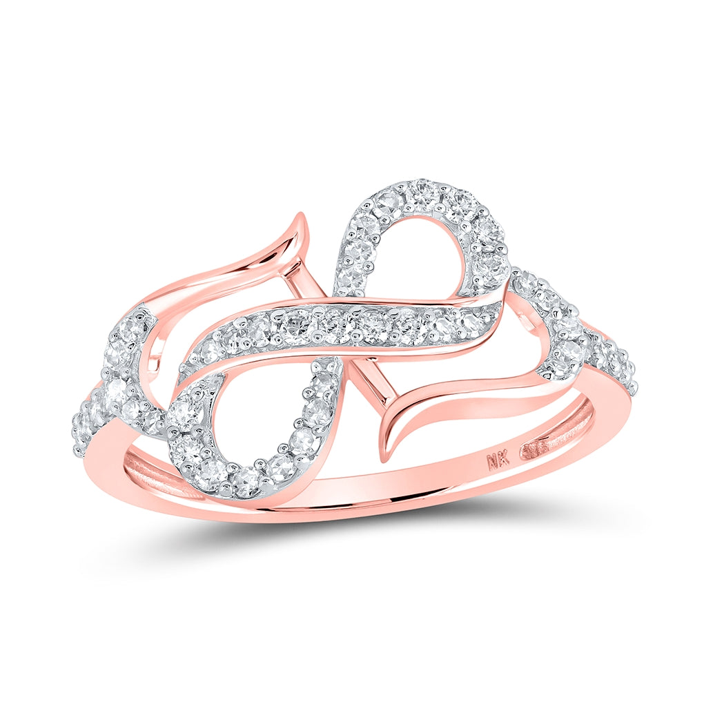 10K Yellow Or White Or Rose Gold Womens Round Diamond Infinity Heart Ring , Womens Size: 5-10