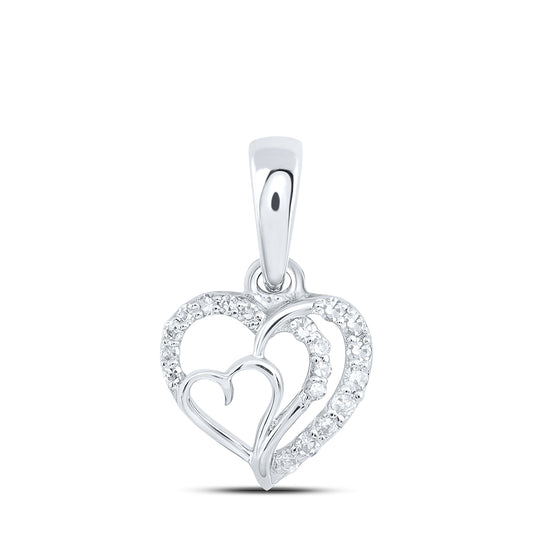10kt White Gold 1/10ctw Diamond Nk Heart Pendant