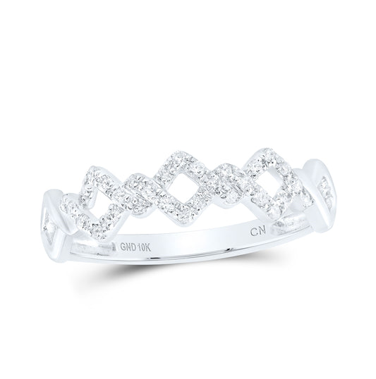 10K White Gold Womens Round Diamond Offset Square Stackable Band Ring 1/6 Cttw, Womens Size: 5-10