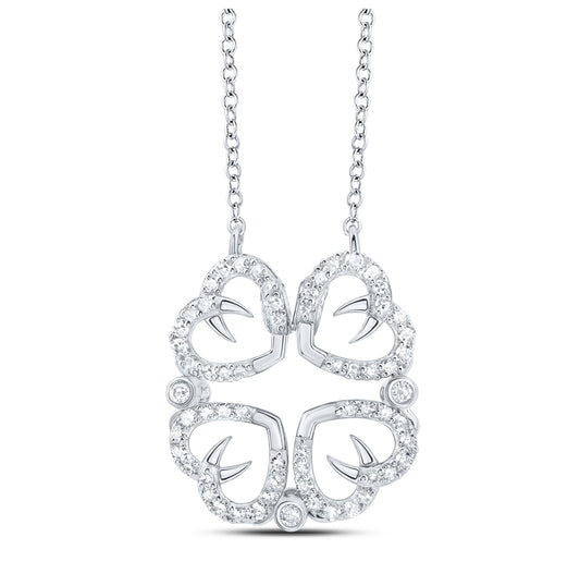10K White Gold Womens Round Diamond 18-inch Convertible Heart Necklace 3/8 Cttw, Length: 0.31 In, Width: 0.35 In