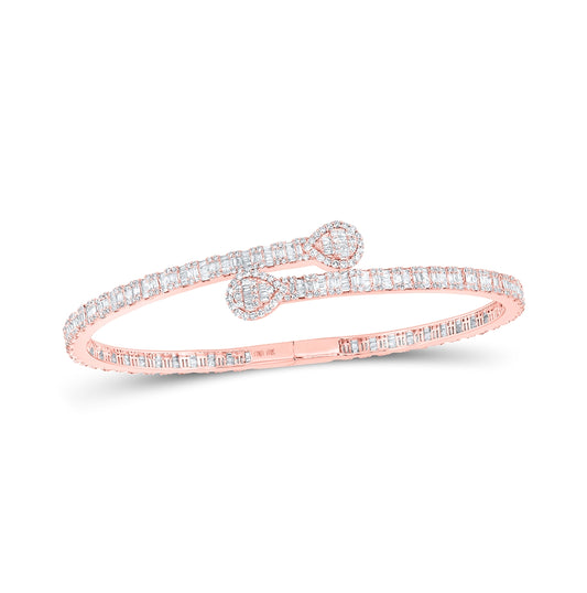 10kt Rose Gold 2 5/8ctw Diamond Cn (16.00mm) Pear Cuff Bangle