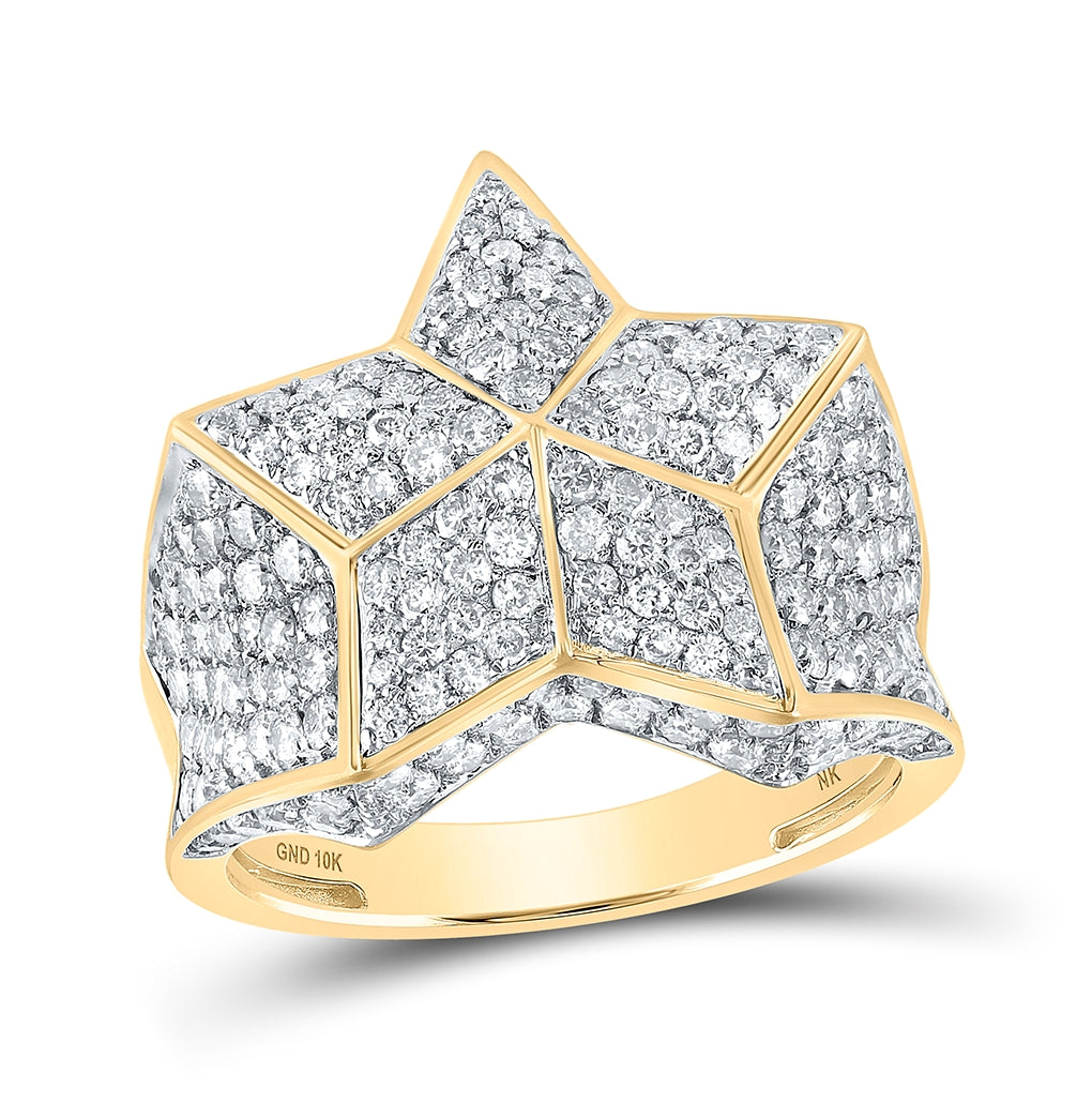 10kt Yellow Gold 2 7/8ctw Diamond Nk Star Mens Ring