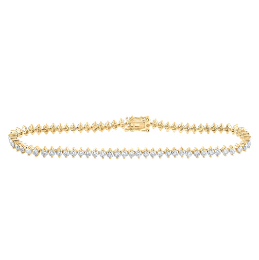 14K Rose Or Yellow Gold Womens Round Diamond Single Row Tennis Bracelet
