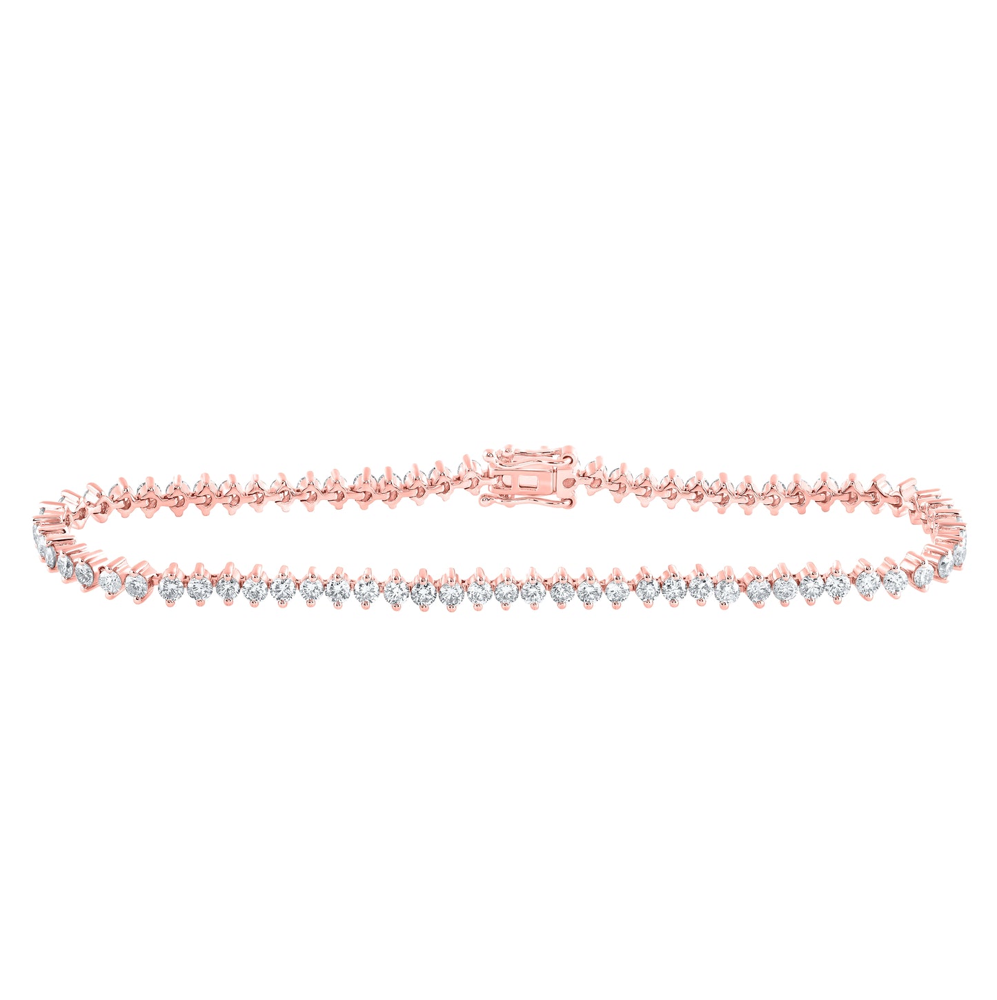 14K Rose Or Yellow Gold Womens Round Diamond Single Row Tennis Bracelet