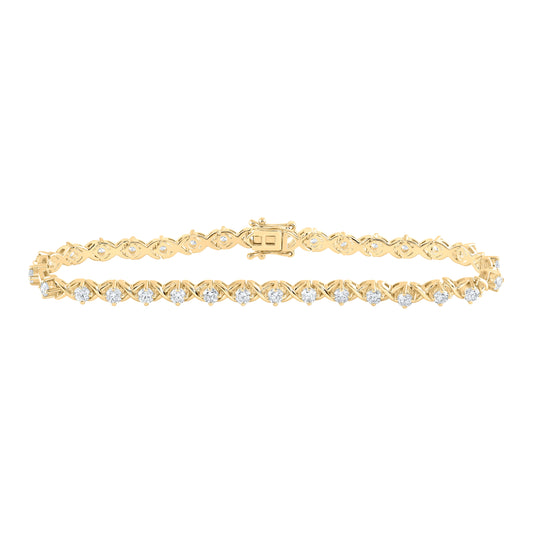 14K White Or Yellow Gold Womens Round Diamond Fashion Bracelet