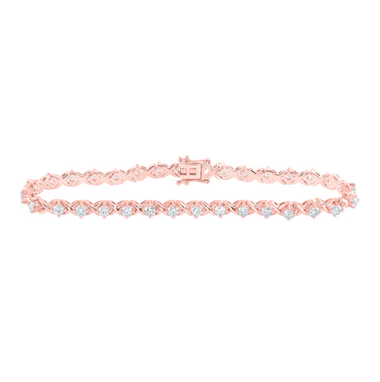 14K Rose Gold Womens Round Diamond Tennis Bracelet 2-5/8ctw