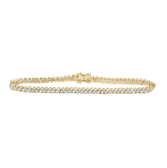 14K Yellow Or White Or Rose Gold Womens Round Diamond Tennis Bracelet