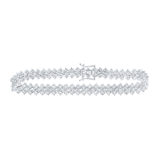 14K White Gold Womens Round Diamond Tennis Bracelet 8-3/8 Cttw