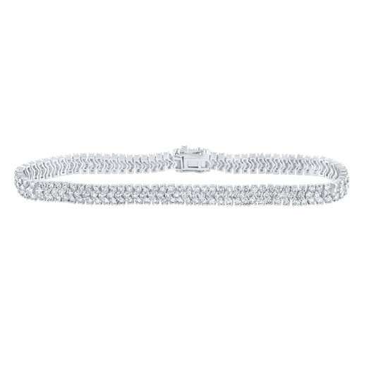 14K White Gold Womens Round Diamond Tennis Bracelet 5-7/8 Cttw