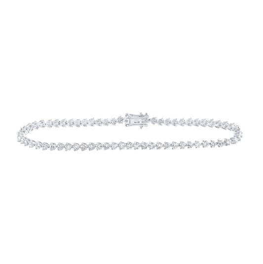 14K White Gold Womens Round Diamond Single Row Tennis Bracelet 2-3/4 Cttw