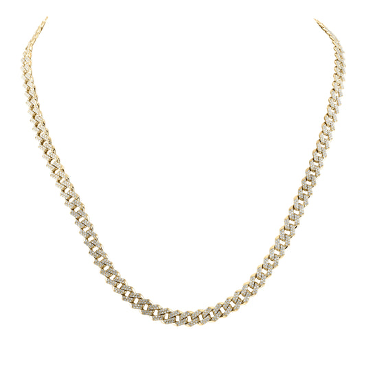 10K Yellow Gold Mens Round Diamond 22-inch Straight Cuban Link Necklace 5-5/8 Cttw, Length: 22.01 In