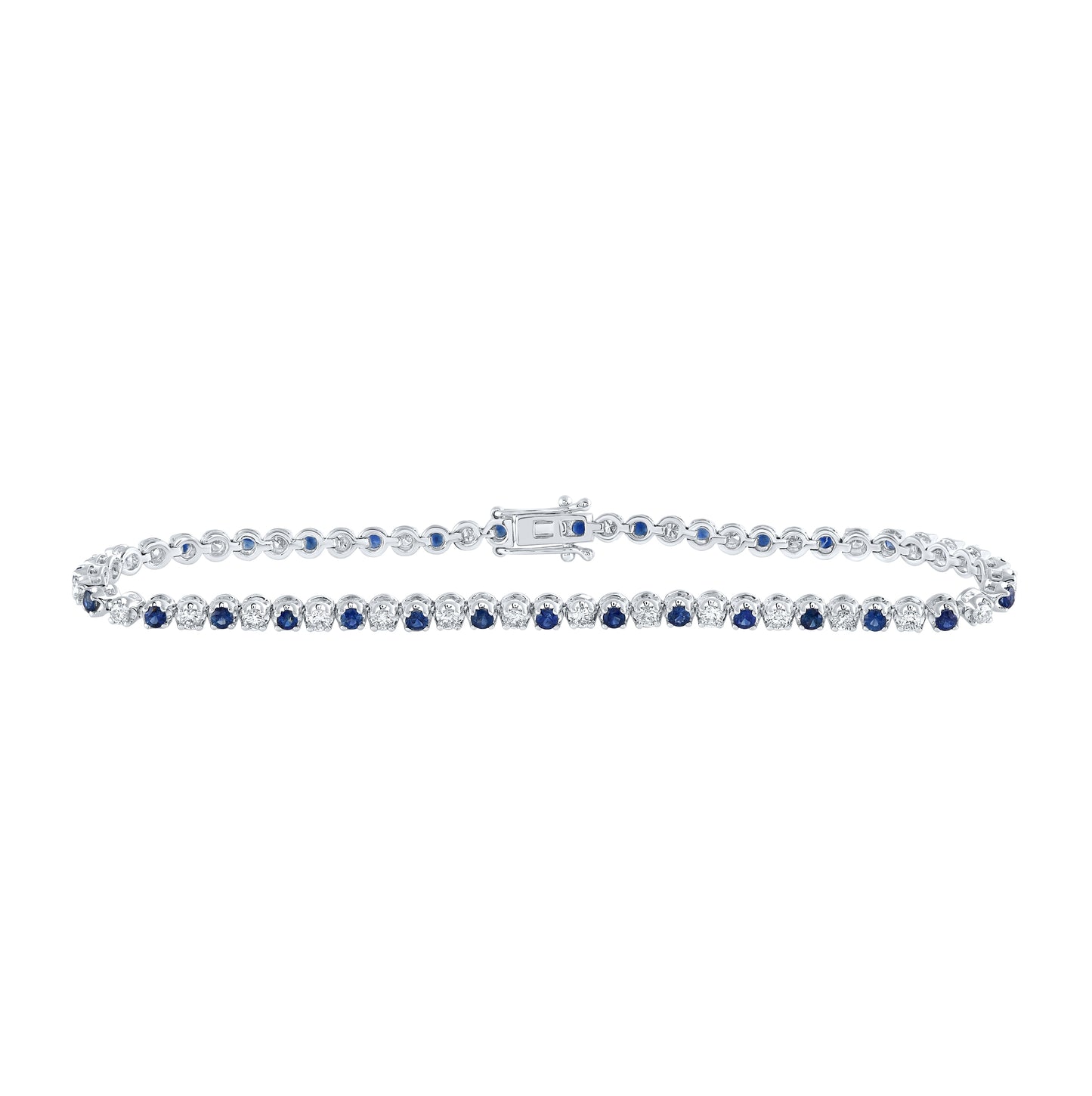 14K White Gold Womens Round White Sapphire Diamond Tennis Bracelet 2-1/3 Cttw