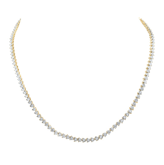 10K Yellow Gold Womens Round Diamond 18-inch Heart Link Necklace 2 Cttw, Length: 15.98 In