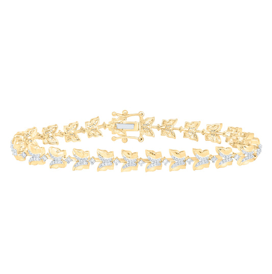 10kt Yellow Gold 3/4ctw Diamond Cn Butterfly Bracelet(7 Inch)