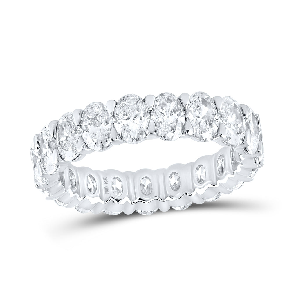 14K White Gold Womens Oval Diamond Eternity Wedding Band 4-5/8 Cttw, Womens Size: 5-10