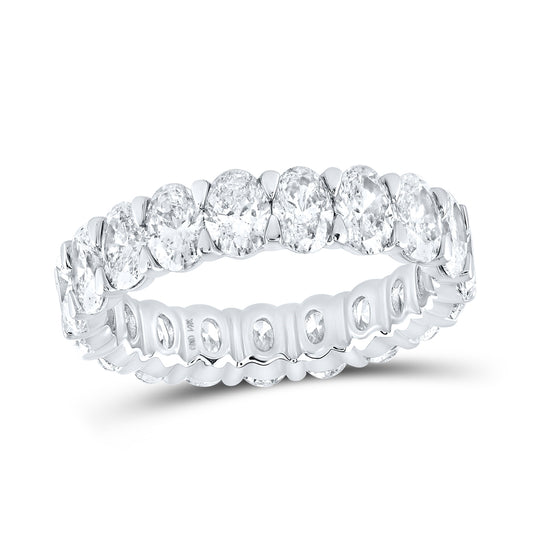 14K White Gold Womens Oval Diamond Eternity Wedding Band 4-5/8 Cttw, Womens Size: 5-10
